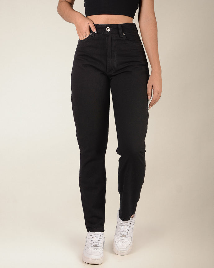JEAN MOM FIT RIGIDO NEGRO TIRO ALTO 4233