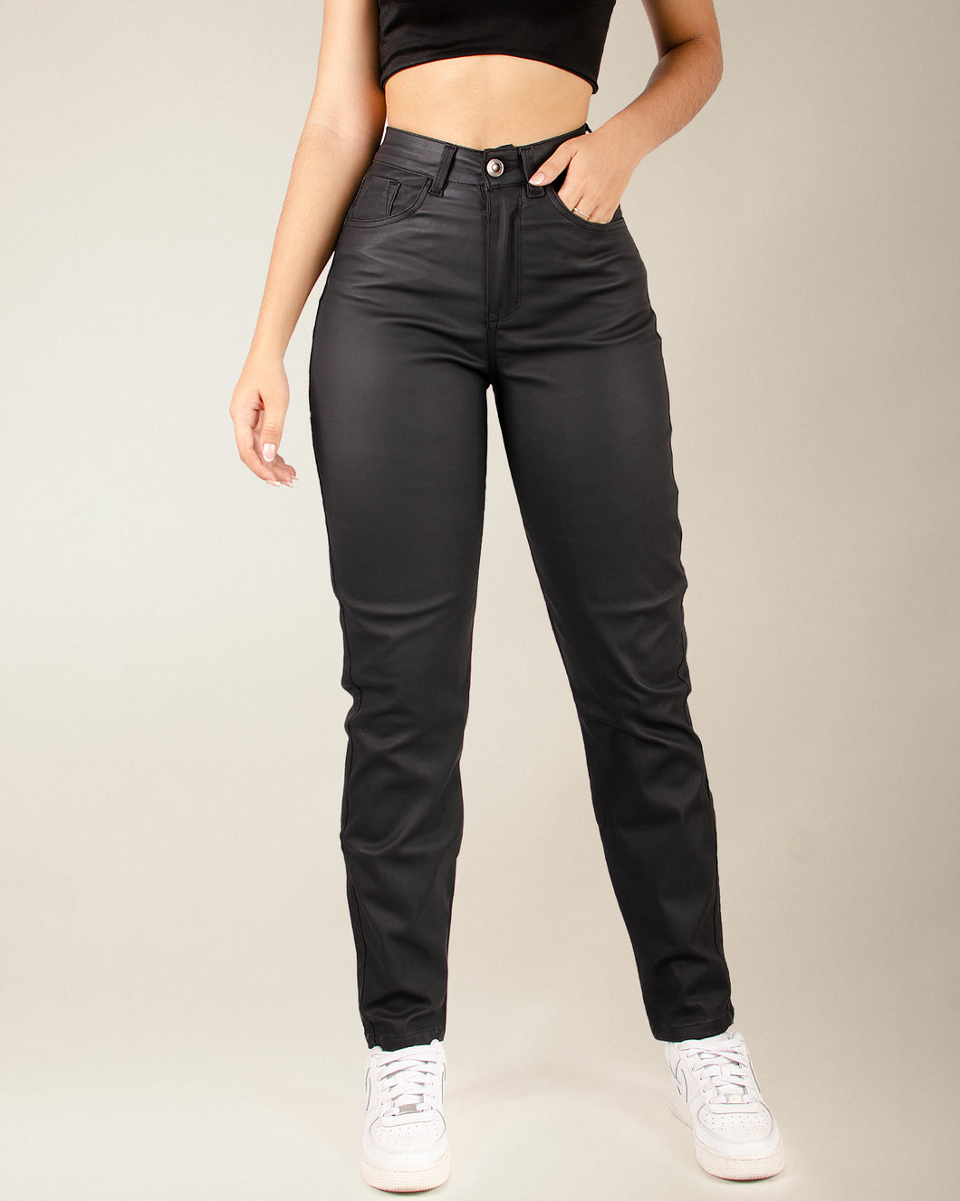 PANTALON SLIM EFECTO CUERO STRETCH 4166