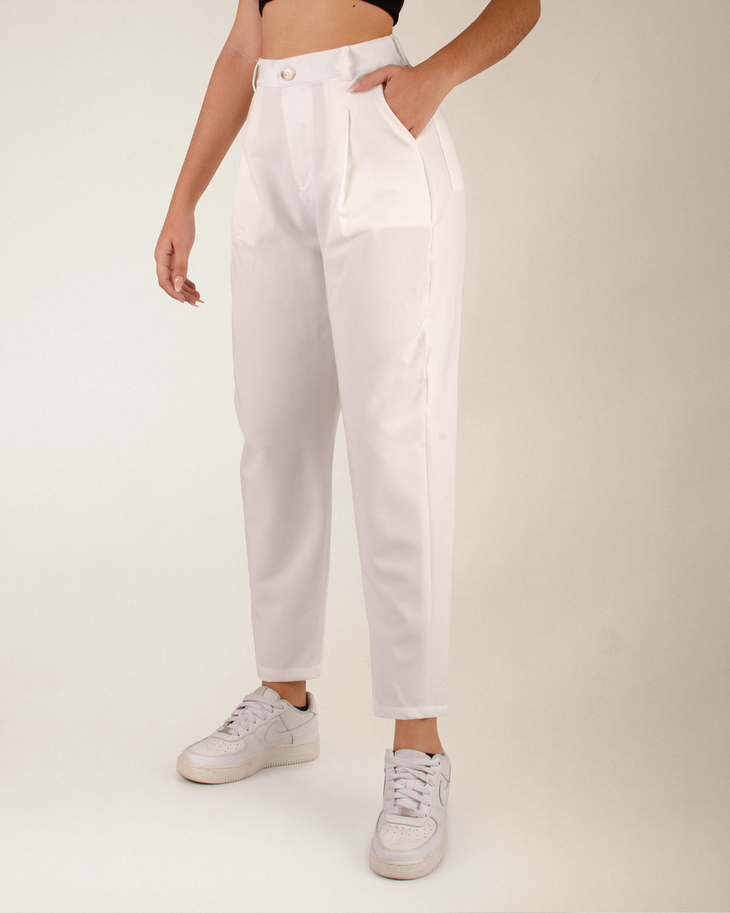 PANTALON  MOM FIT STRETCH TIRO ALTO MARFIL 4181