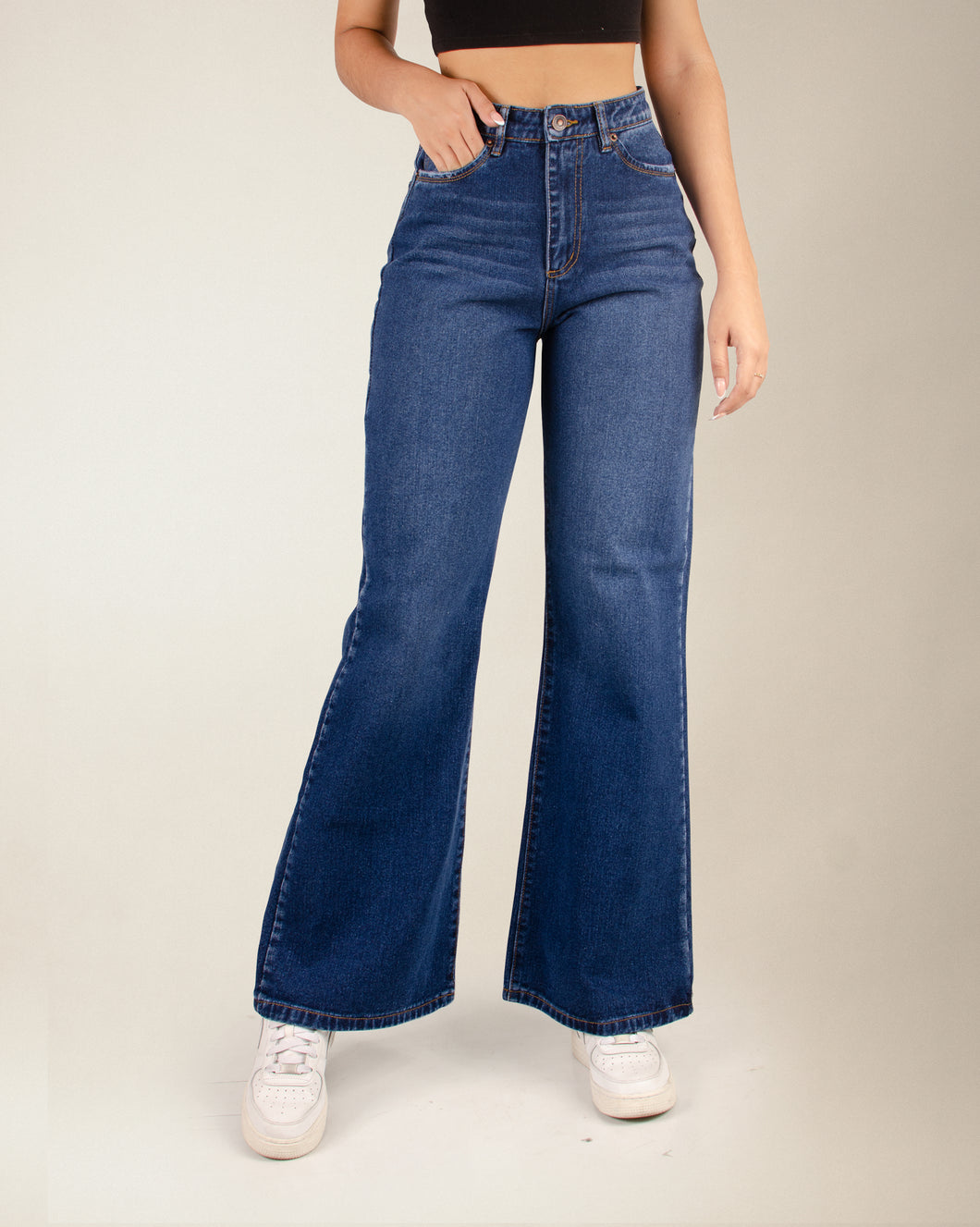 JEAN MOM FLARE RIGIDO TIRO ALTO 4186