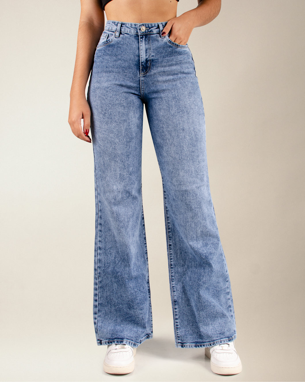 JEAN MOM FLARE STRETCH TIRO ALTO 4245